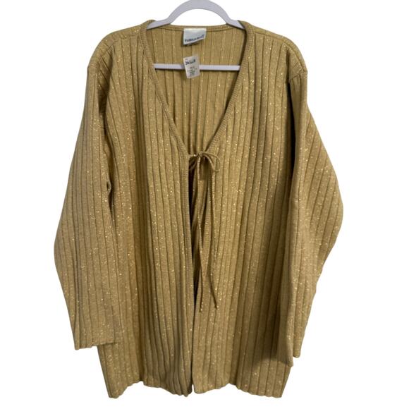 Fashion Bug Sweaters - Vtg Fashion Bug NWT Shimmer Gold Ribbed Cardigan Women's 26/28W Glitter Glam